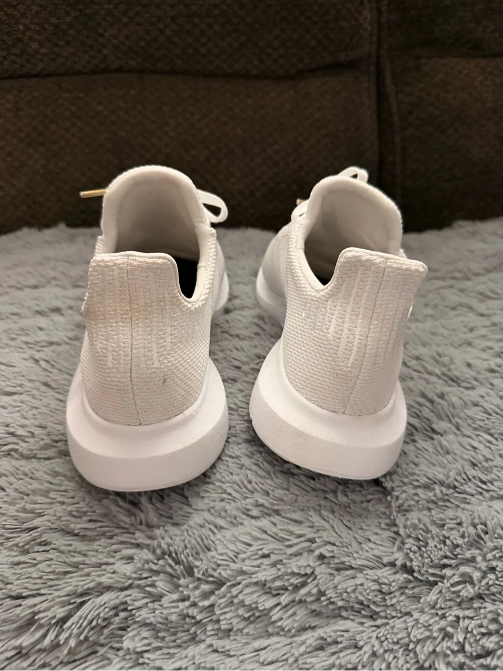 Adidas White Knit Lace-Up Sneakers